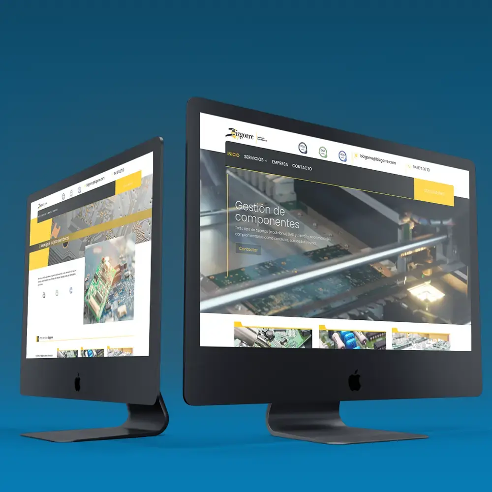 Diseño web industrial para Bizgorre: optimización B2B para el sector electrónico en Bizkaia