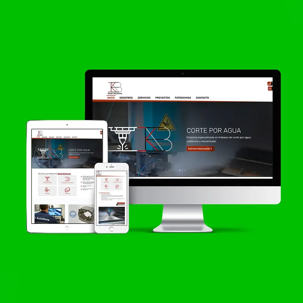 Diseño web para industria. Empresa de corte por agua