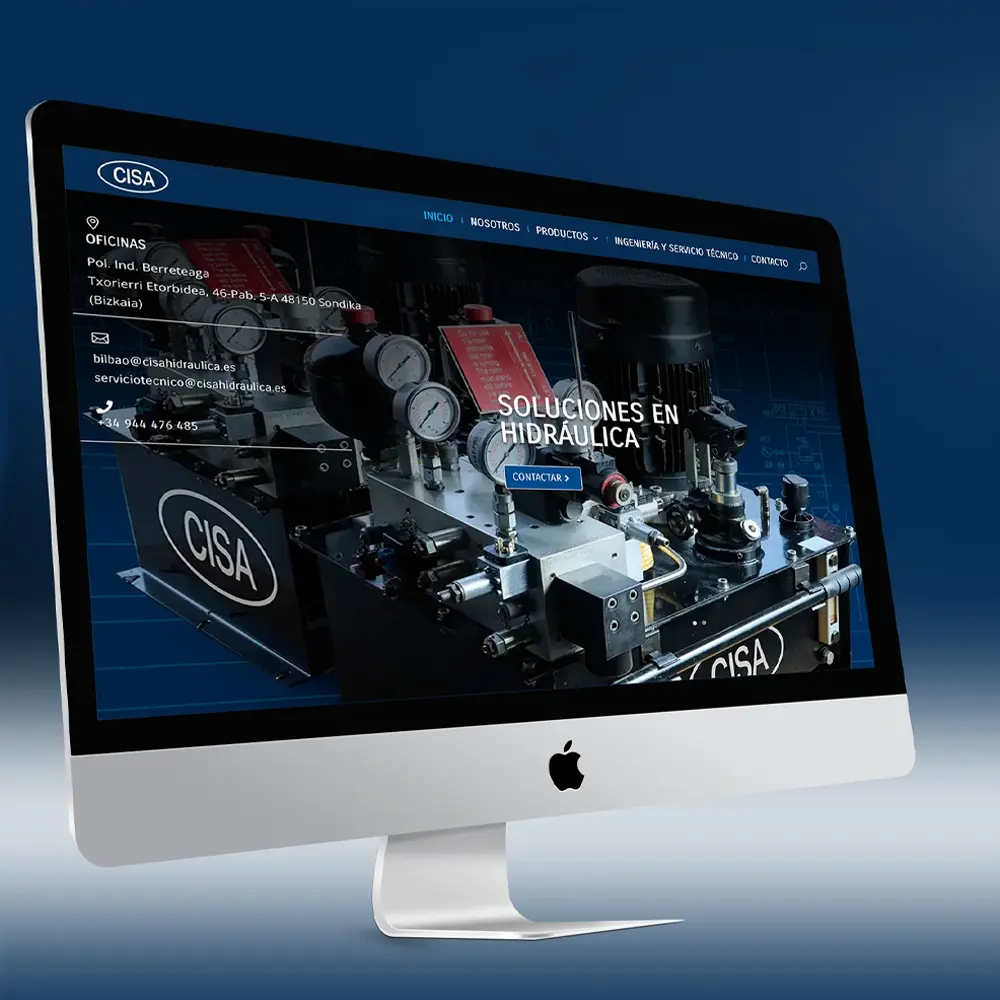 Diseño web industrial para empresa de hidráulica y neumática en Bizkaia