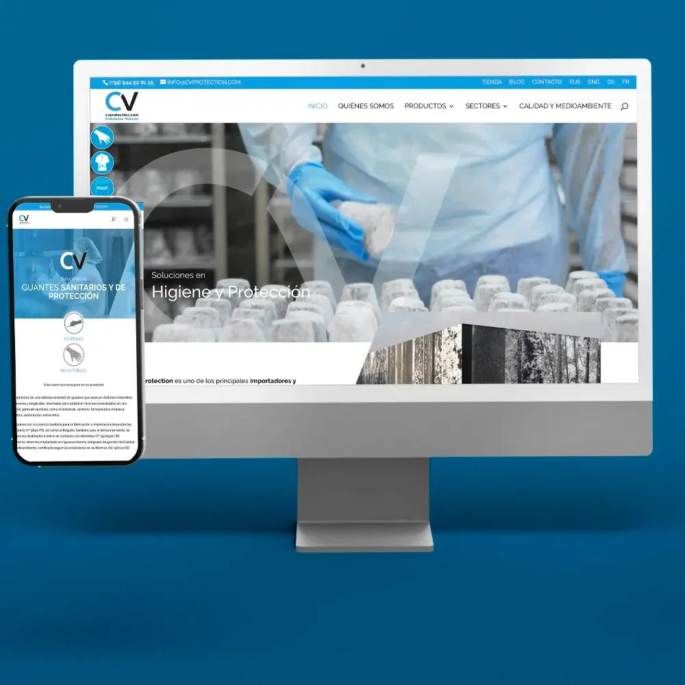 Diseño web B2B para empresas industriales y sanitarias | Caso CV Protection