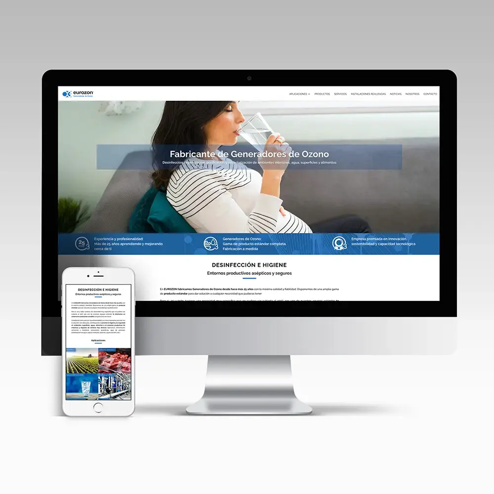 Diseño web para empresa industrial de generadores de ozono y desinfección | Eurozono