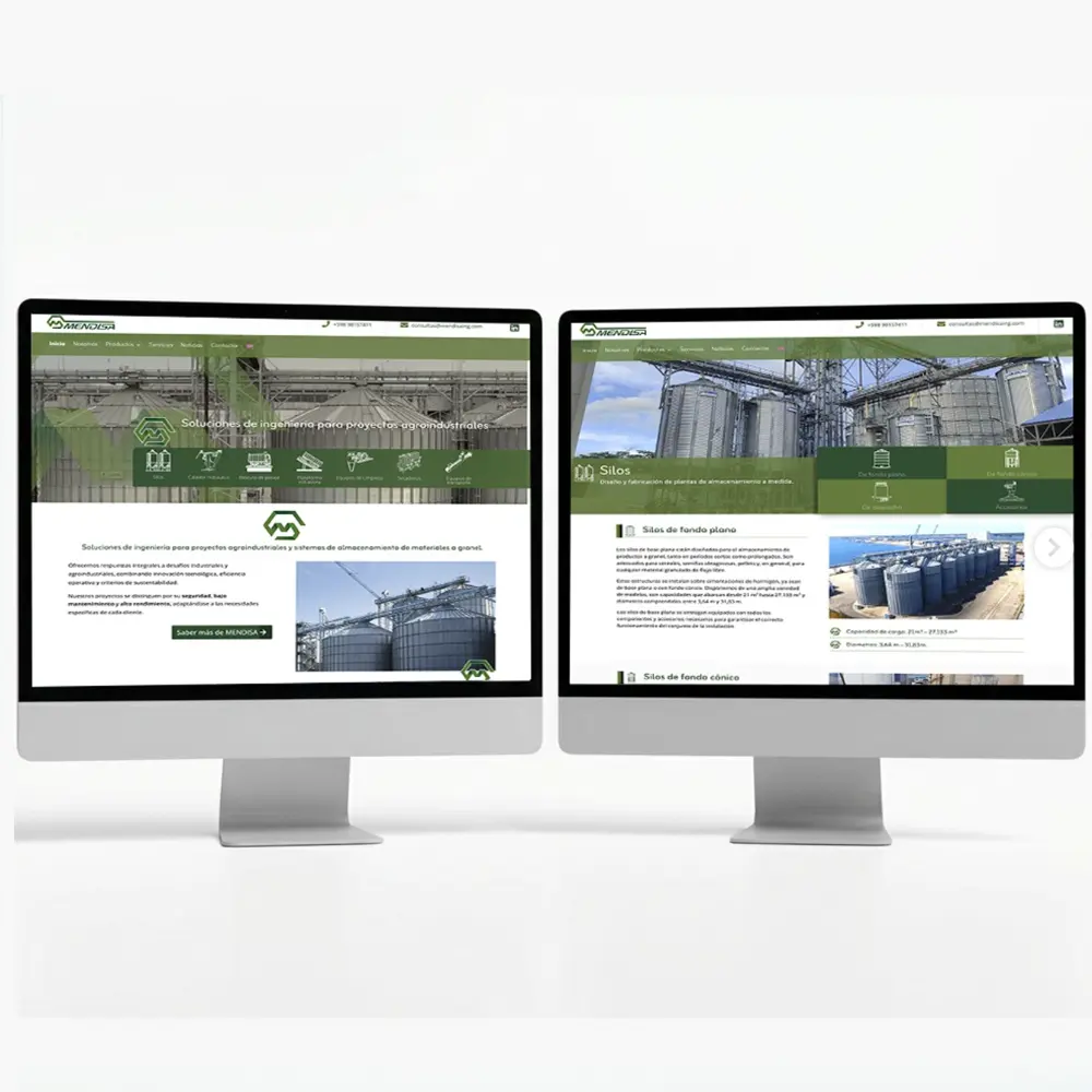 Diseño página web para Mendisa. Ingeniería Agroalimentaria